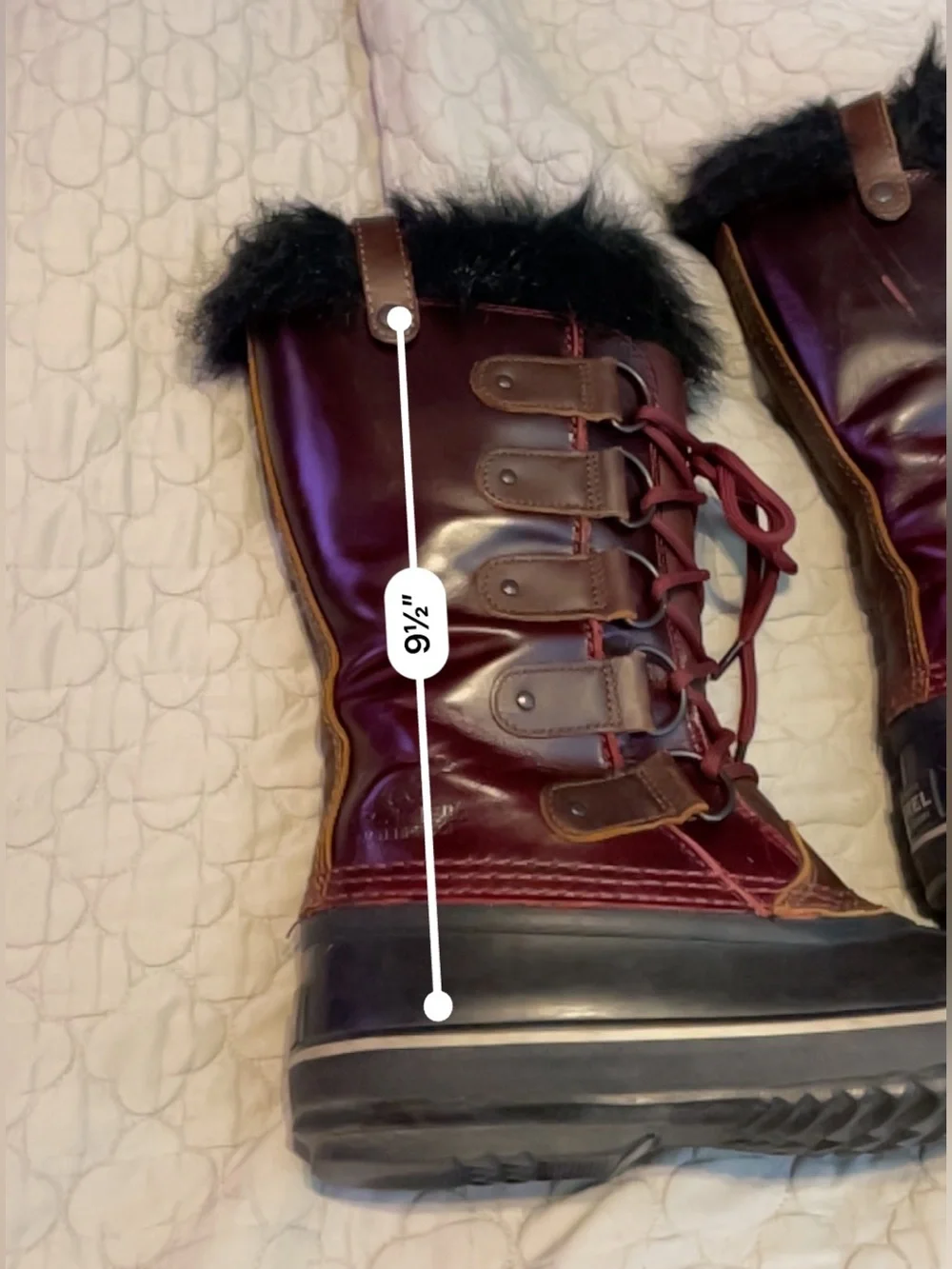 Sorel Joan of Arctic Premium Women's Cherry Winter Boots with Black Trim Size 9